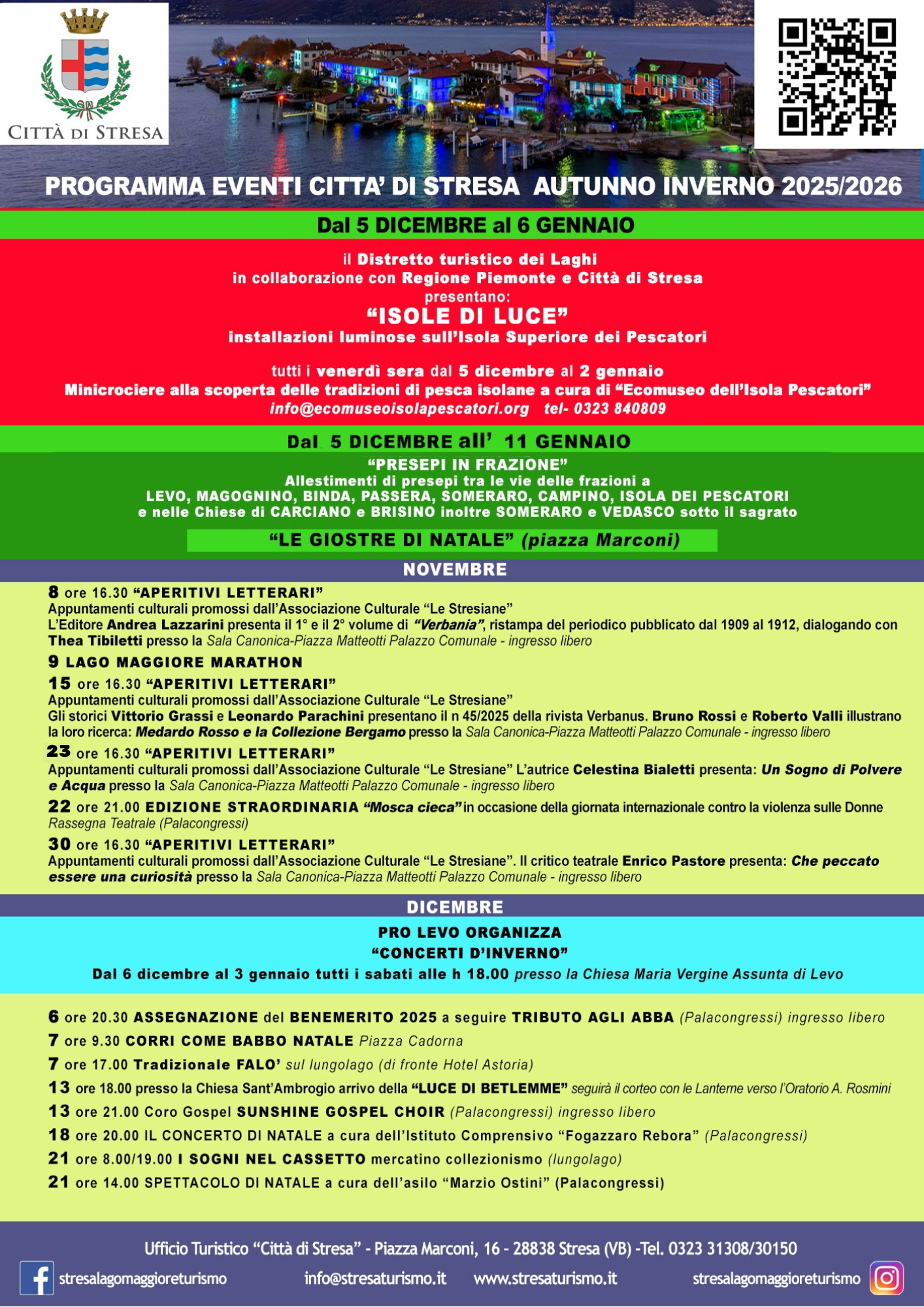 PROGRAMMA EVENTI STRESA: da novembre 2025 a marzo 2026